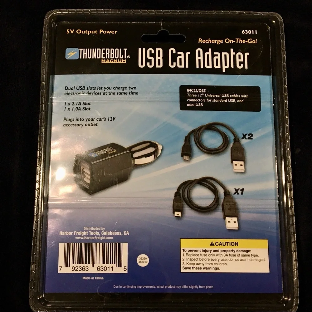 Thunderbolt Magnum USB Car Adapter New!